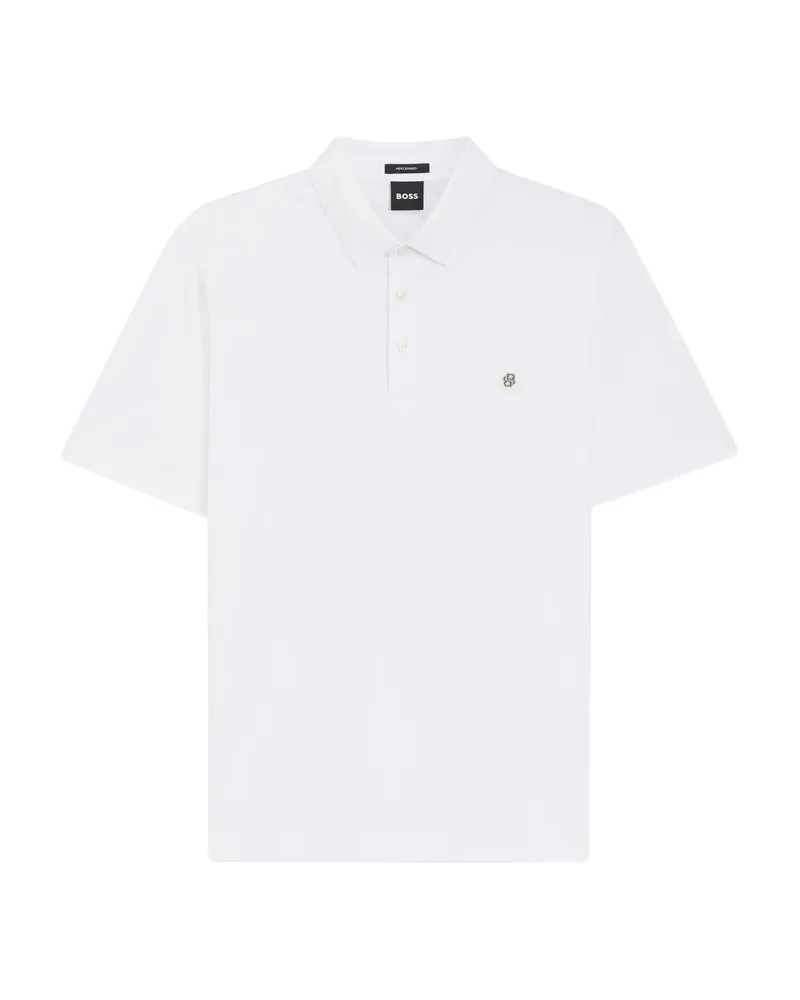 HUGO BOSS Logo-detail Cotton Polo Shirt White