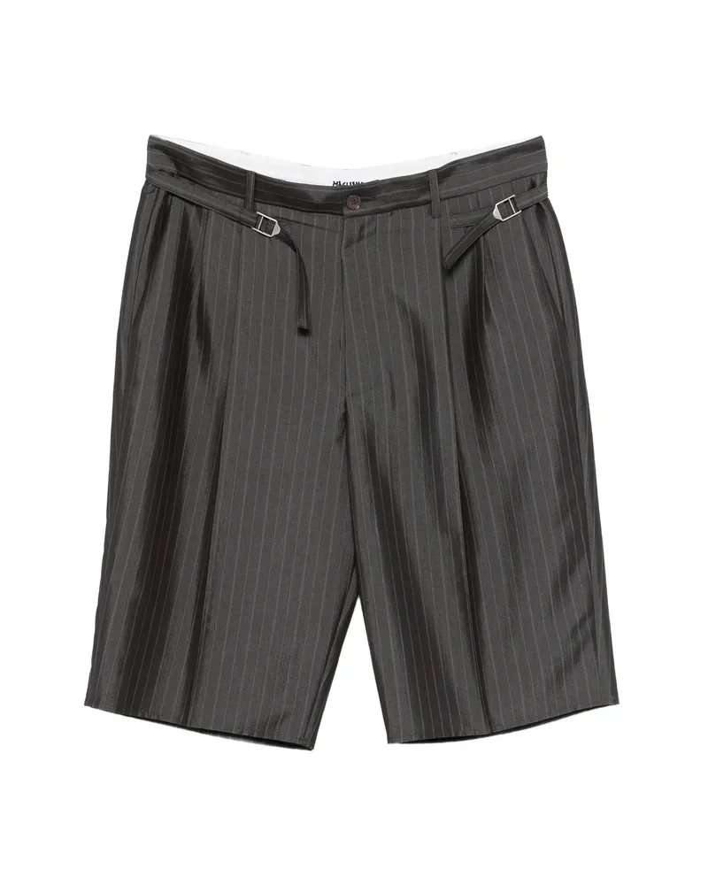 Magliano Pinstripe Buckled-tabs Shorts Grey