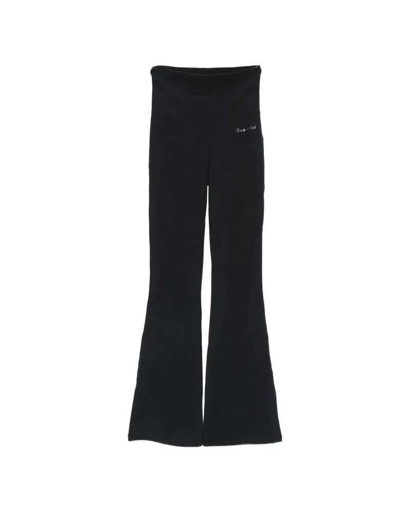 SPORTY & RICH Benedetta Logo-print Flared Trousers Black