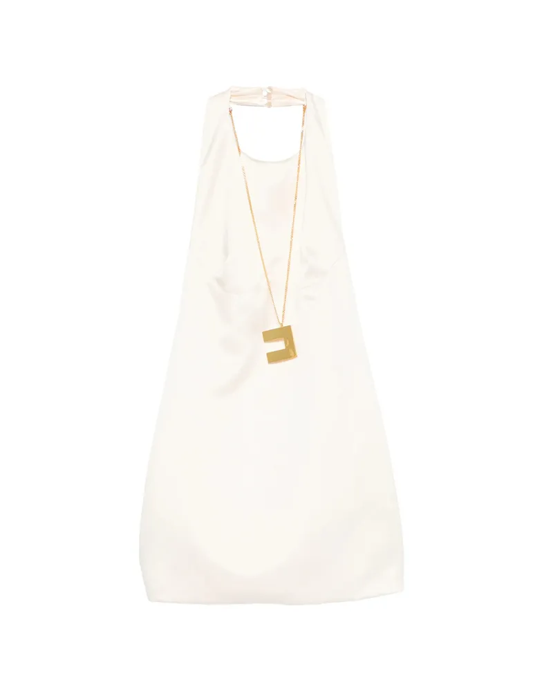 Elisabetta Franchi Halterneck Mini Dress Neutrals