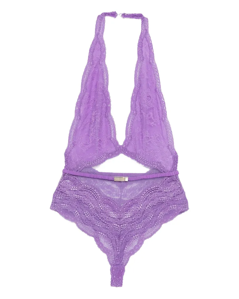 Gucci Lace Cut-out Bodysuit Purple