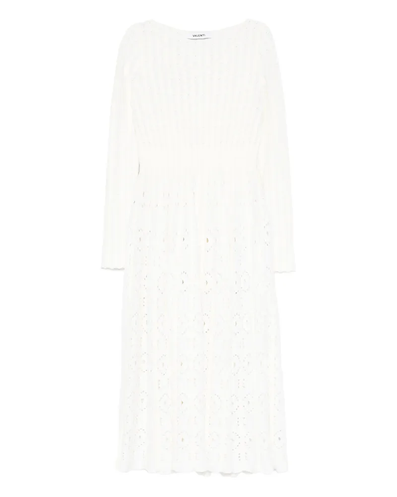 Antonino Valenti Eyelet Pleated Midi Dress White
