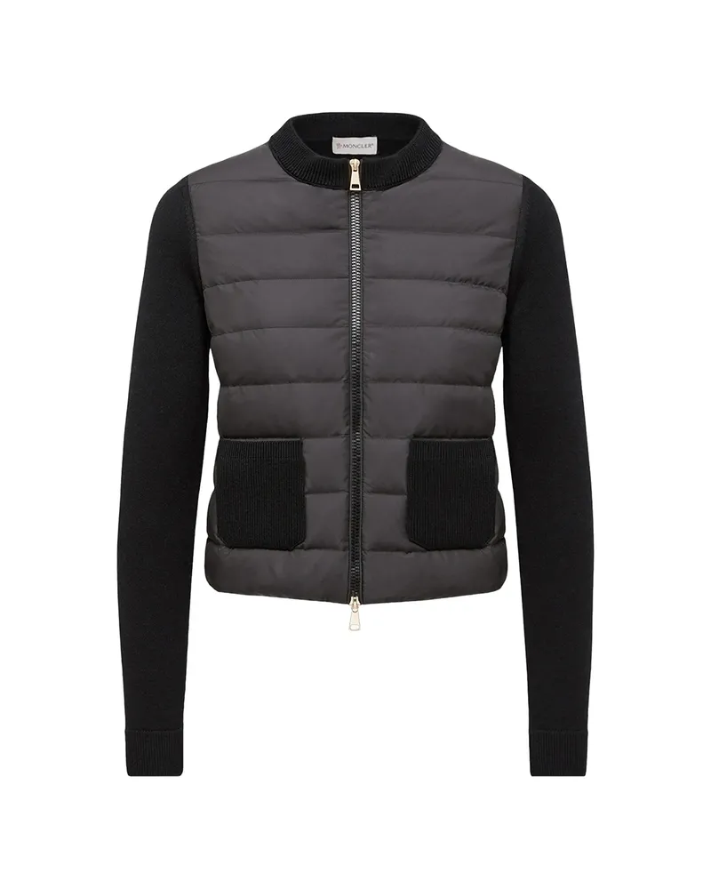 Moncler Quilted-panel Knit Cardigan Black
