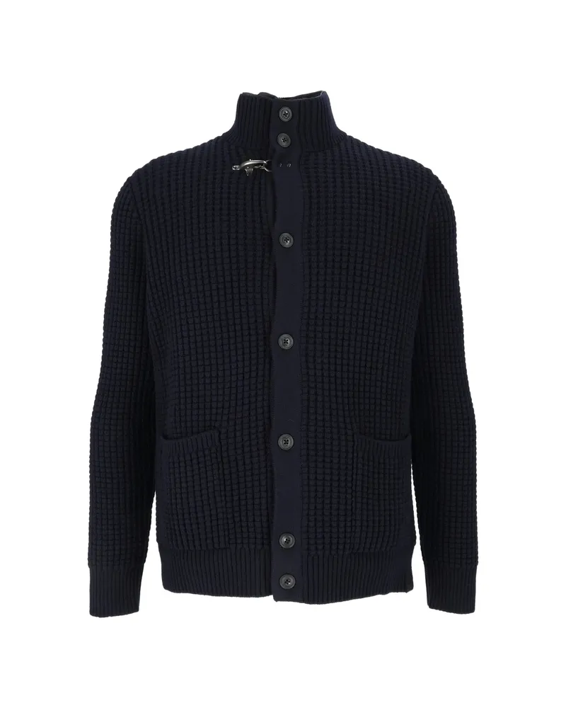 Fay Waffle-knit Fay-hook Cardigan Blue