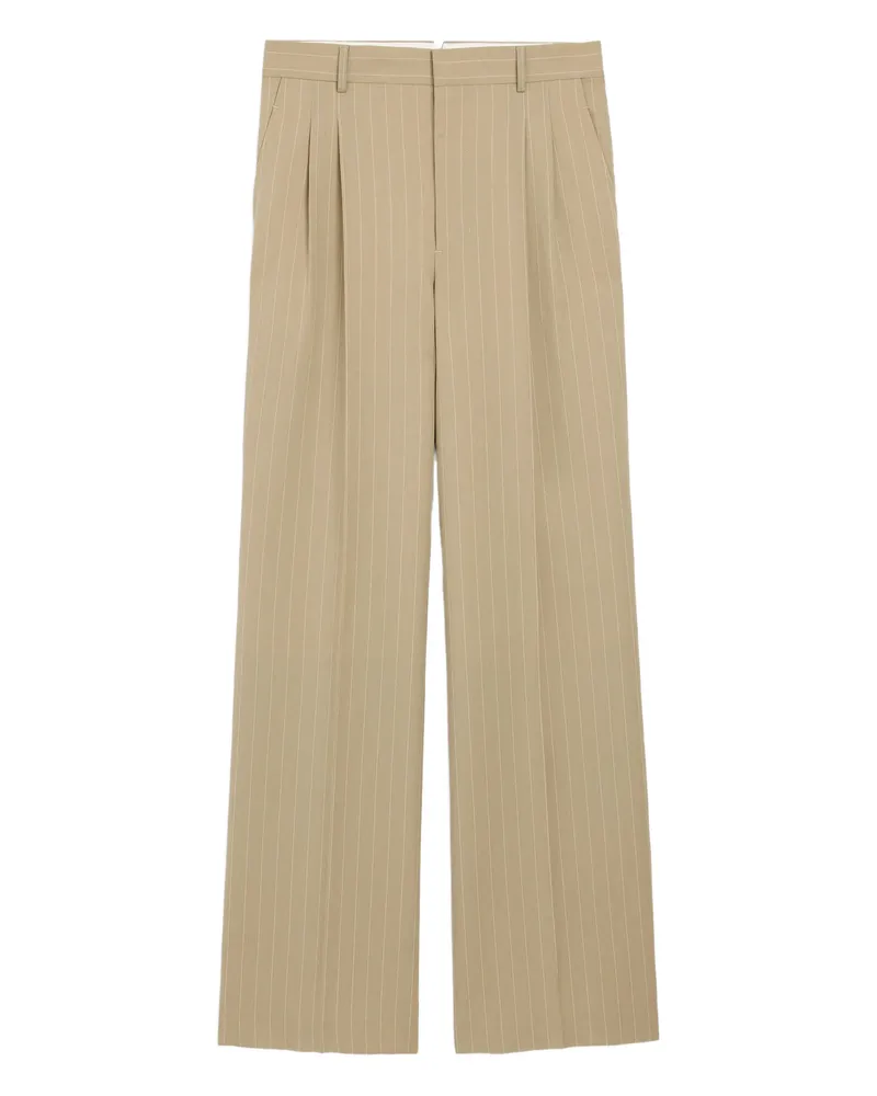 AMI Paris Striped Pleated Trousers Neutrals