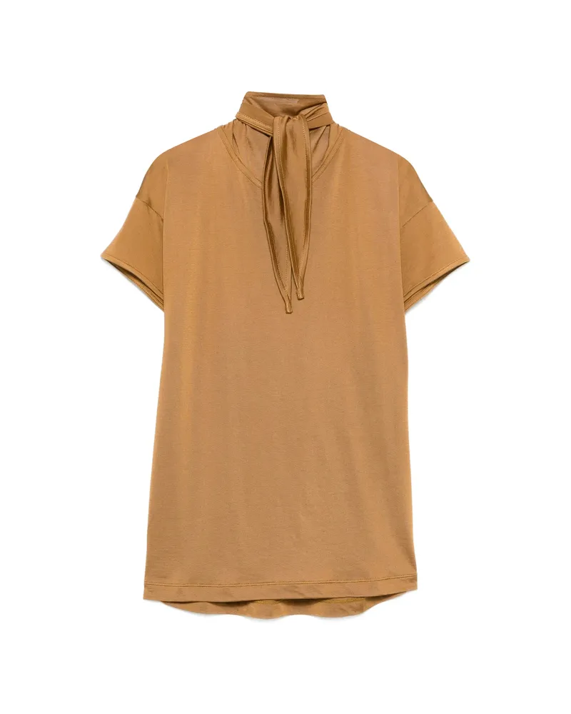 Christophe Lemaire Tie-neck Short-sleeve T-shirt Brown