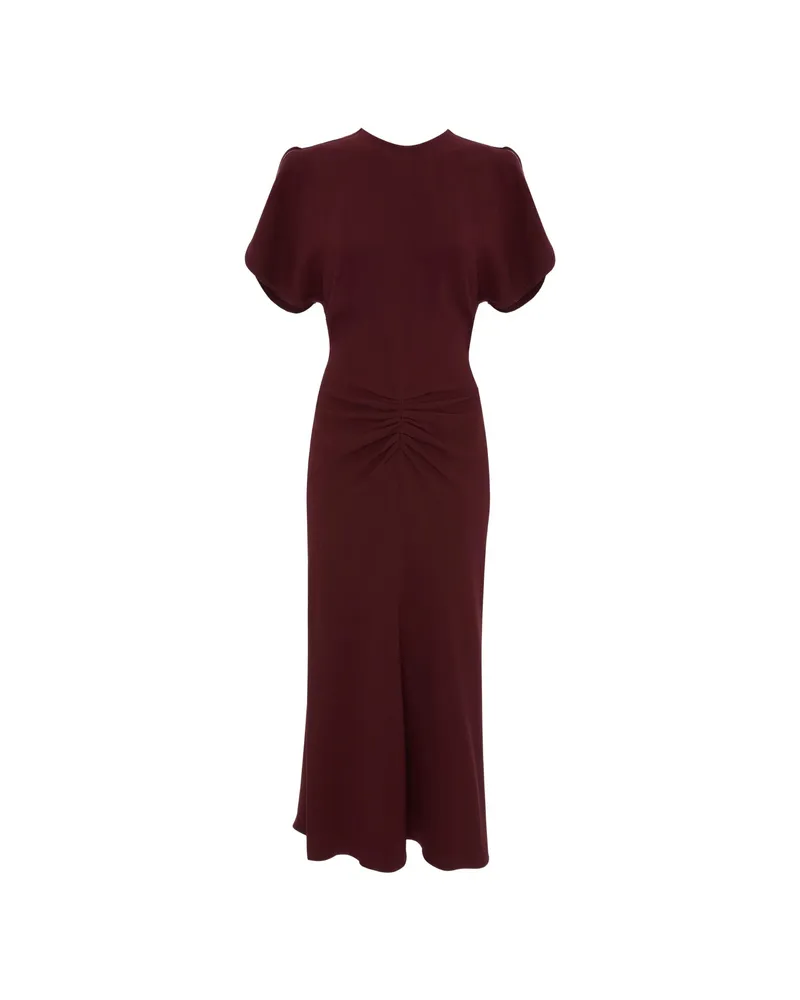 Victoria Beckham Bela Gathered Midi Dress Red