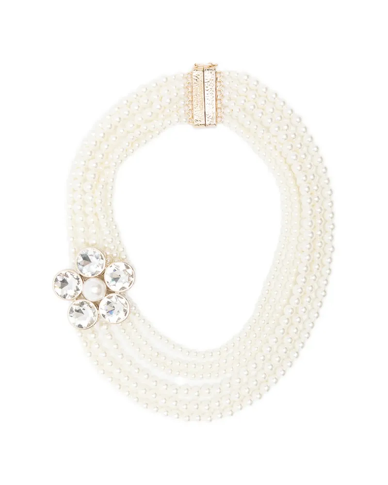 Rosantica Matera Floral-appliqué Pearl Necklace White