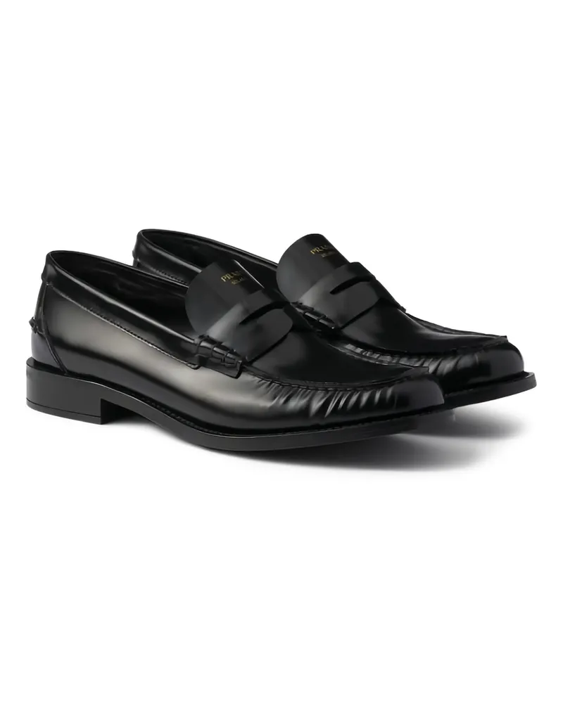 Prada Penny-strap Leather Loafers Black