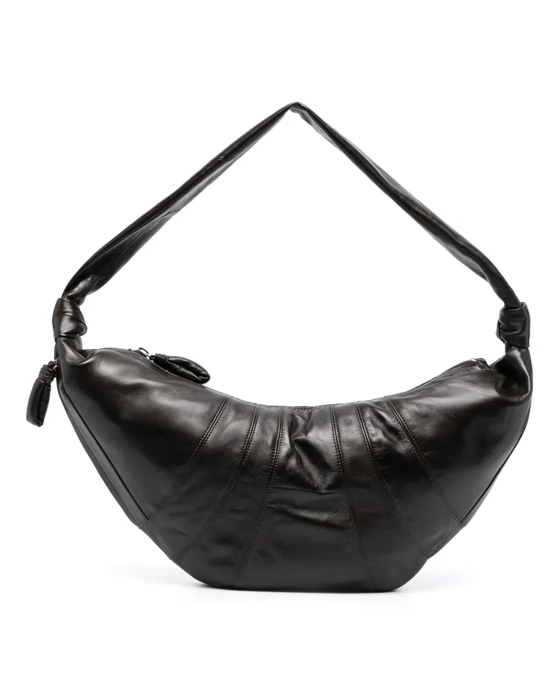 Christophe Lemaire Large Croissant Leather Shoulder Bag Brown