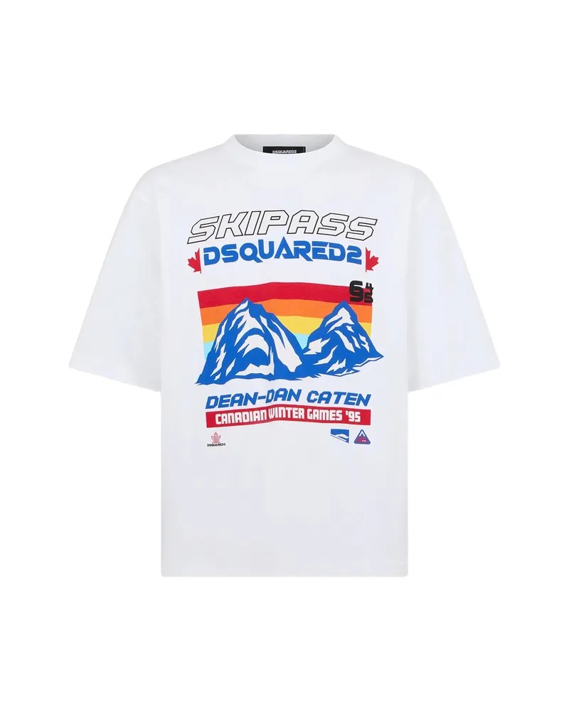 Dsquared2 Ski Pass Graphic-print Loose-fit Cotton T-shirt White