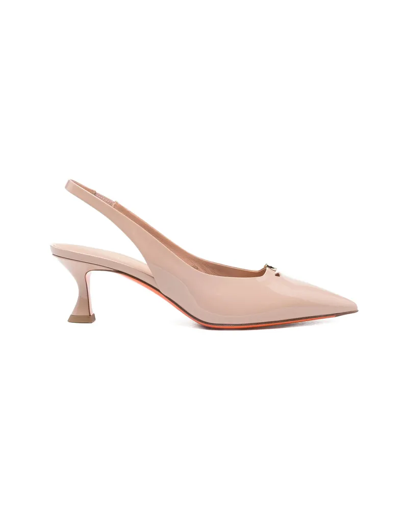 Santoni Point-toe Slingback Pumps Neutrals