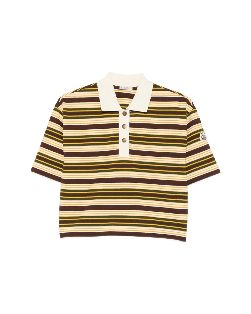 Moncler Manica Corta Striped Short-sleeve Polo Shirt Brown