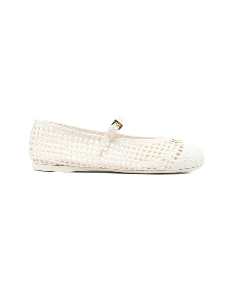 Prada Crochet Ballet Flats Neutrals