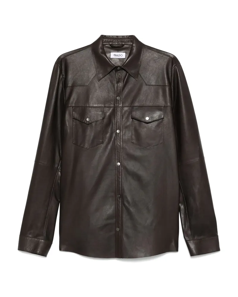 ERALDO Leather Shirt Brown