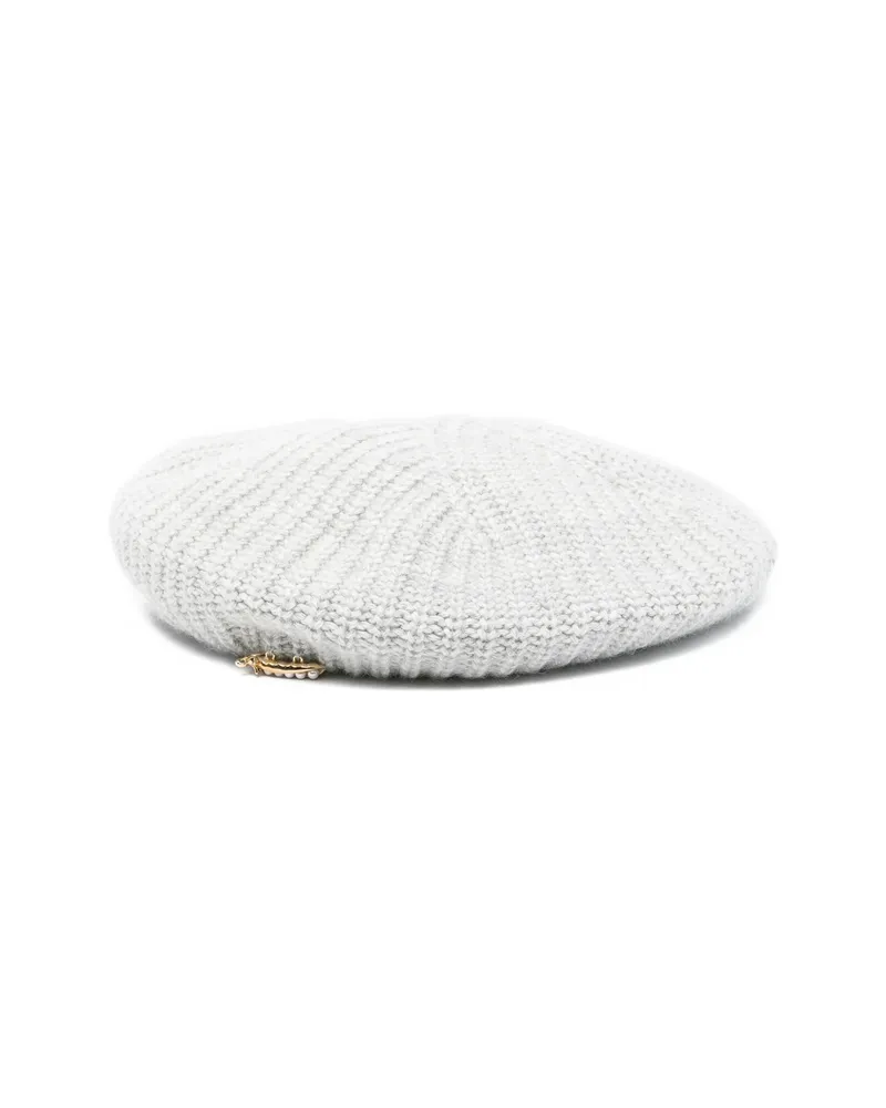 Vivetta Ribbed-knit Embellished Beret Grey