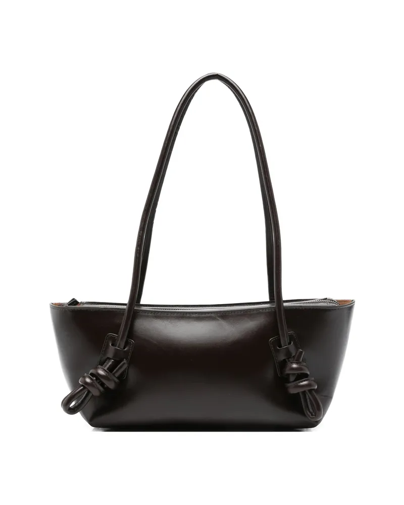 HEREU Fleca Knot-detail Leather Shoulder Bag Brown