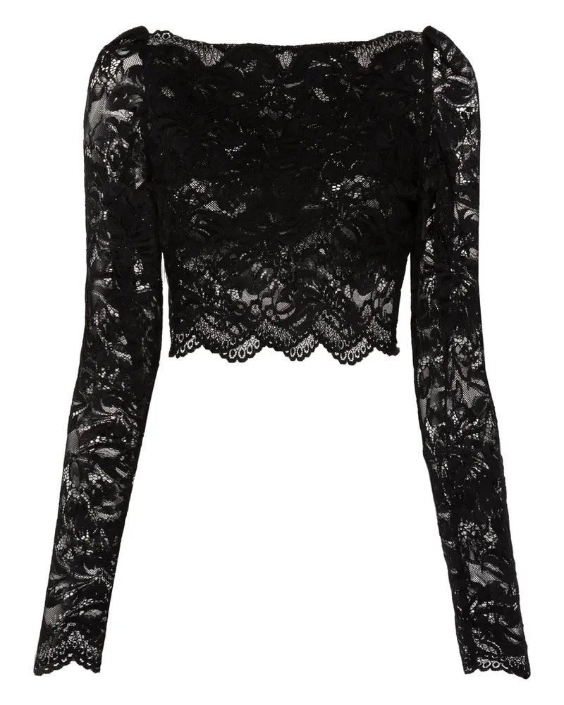 Paco Rabanne Floral-lace Cropped Top Black