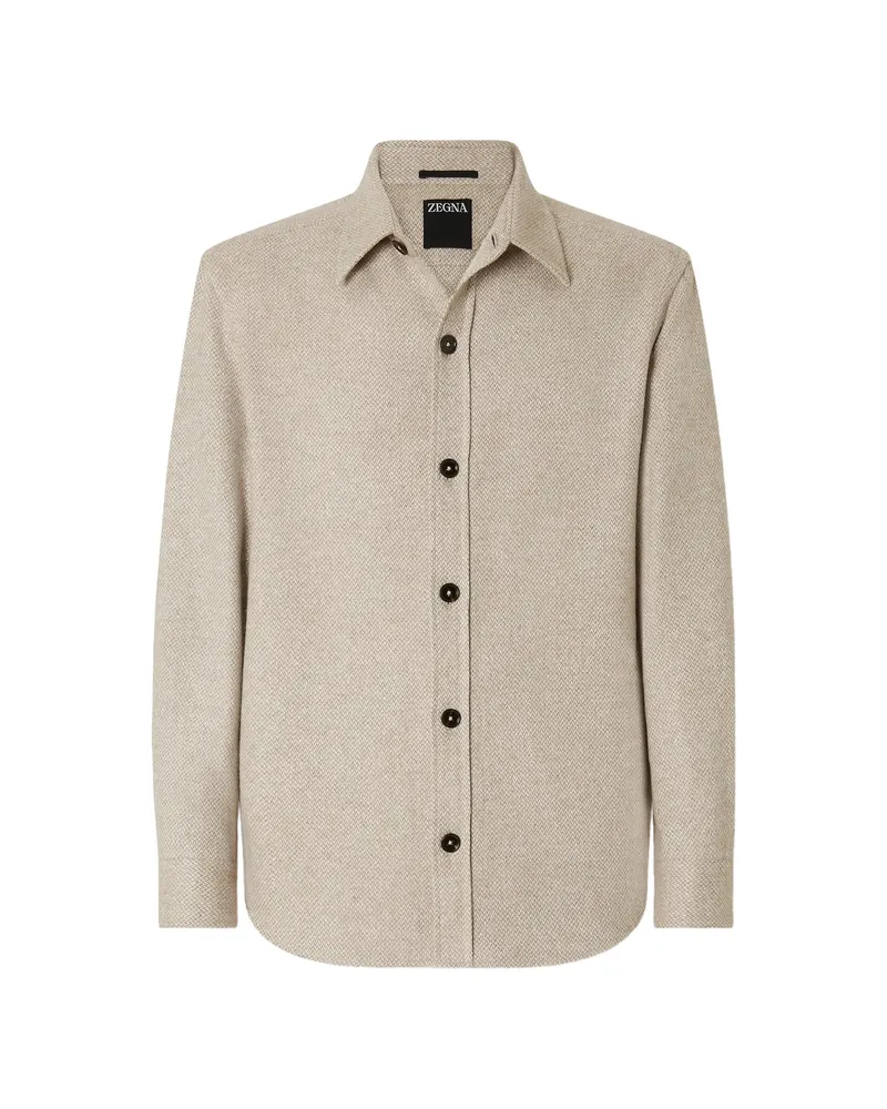 Ermenegildo Zegna Light Beige Cashmere And Silk Overshirt Neutrals