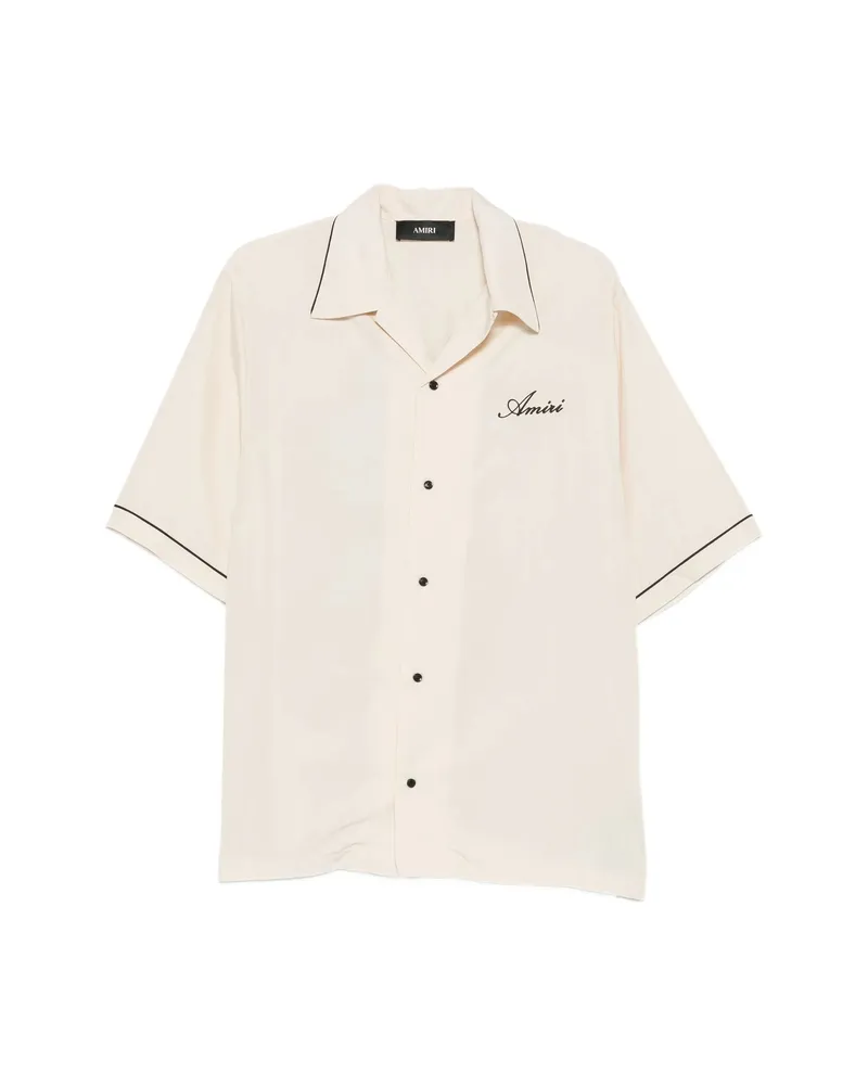 Amiri Graphic-patch Camp-collar Shirt Neutrals