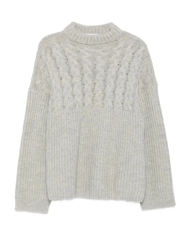 Cecilie Bahnsen Cable-knit Crew-neck Sweater Grey