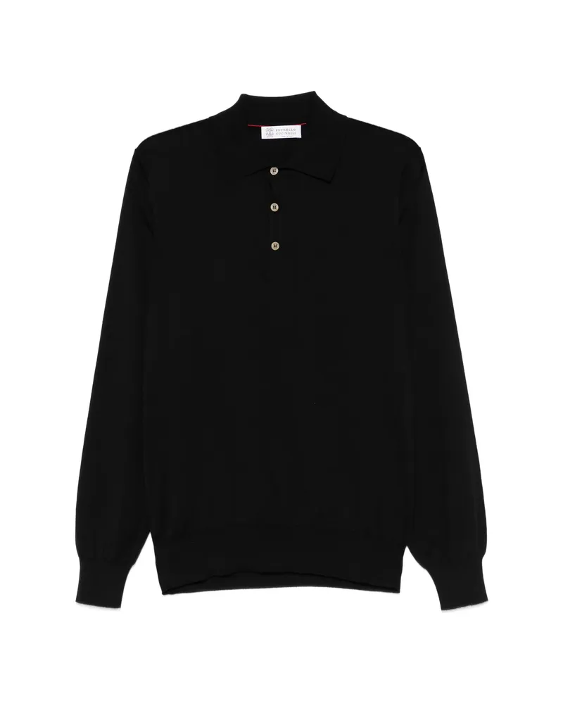 Brunello Cucinelli Long-sleeve Polo Shirt Black