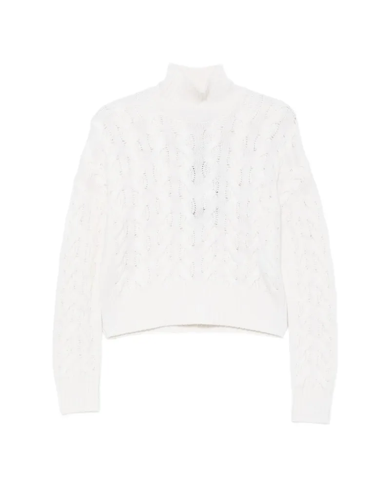 Max Mara Cable-knit High-neck Sweater White