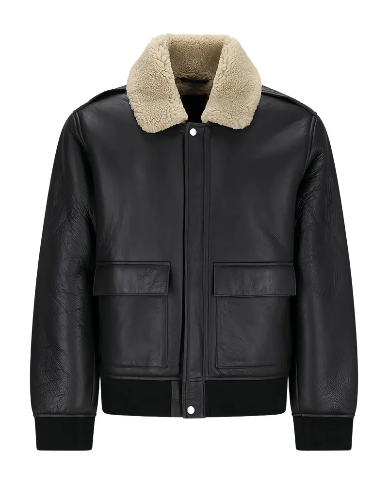 Calvin Klein Shearling-collar Bomber Jacket Black