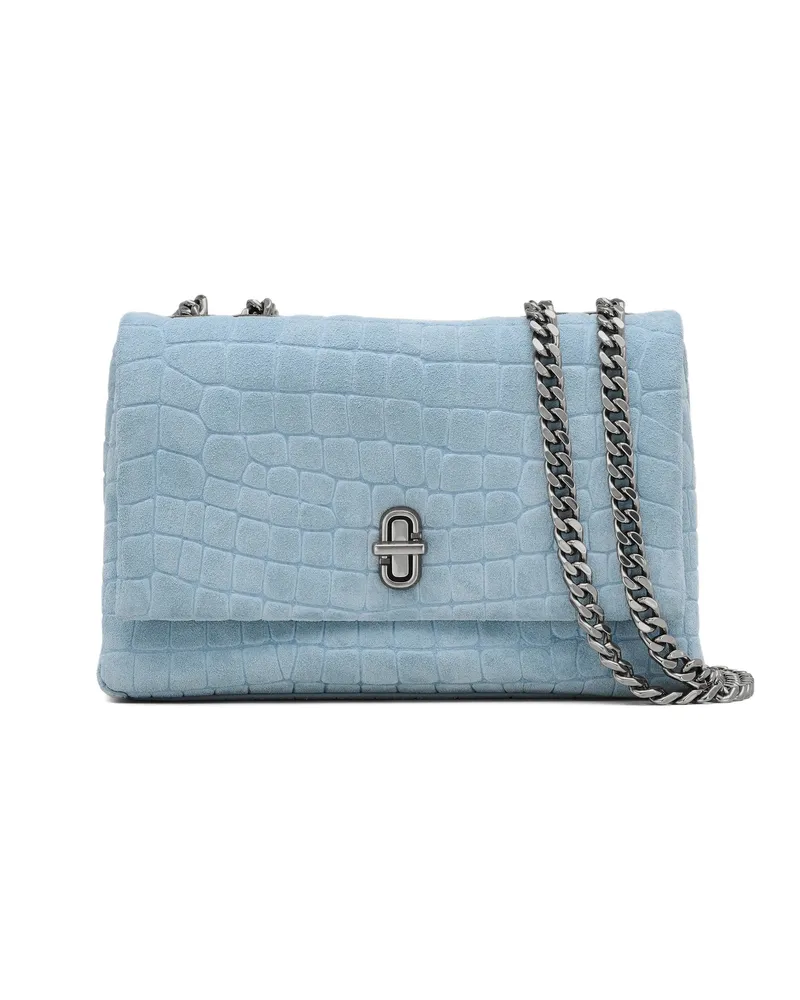 Marc Jacobs The Slim Croc Suede Dual-chain Shoulder Bag Blue