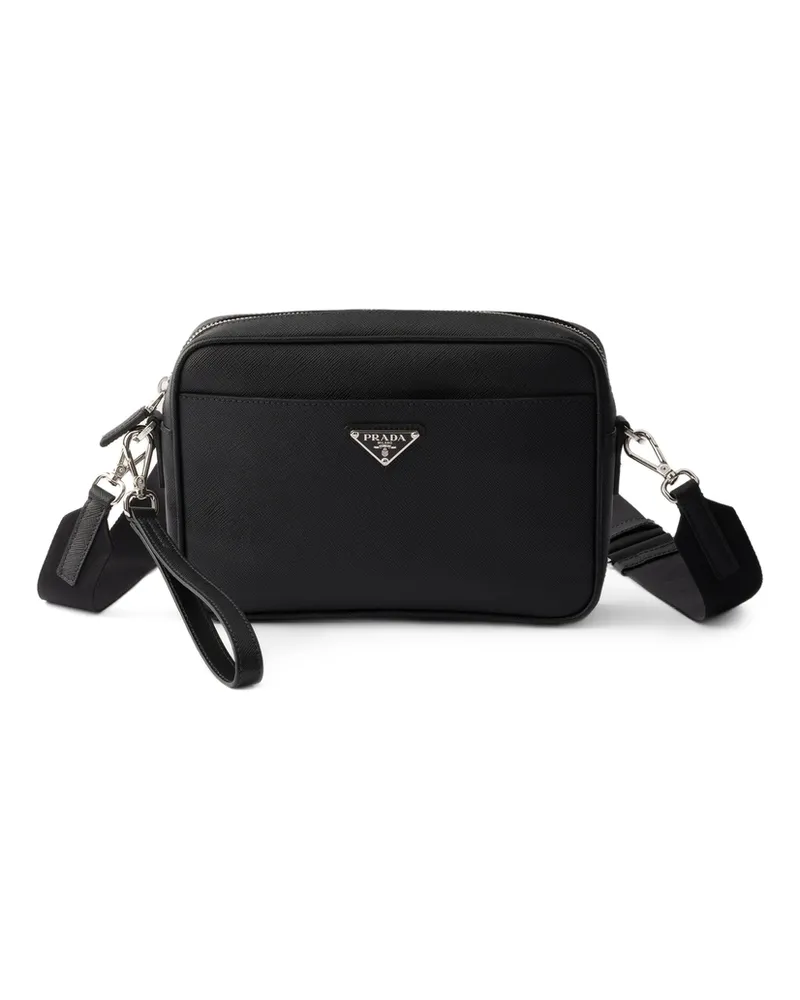 Prada Saffiano Leather Messenger Bag Black