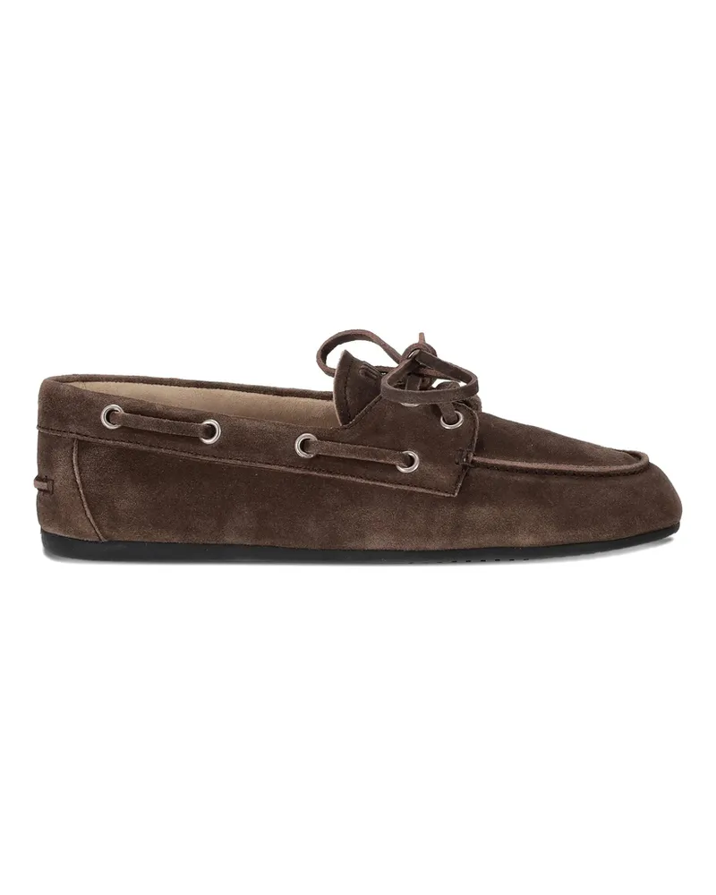 Miu Miu Tie-detail Suede Loafers Brown