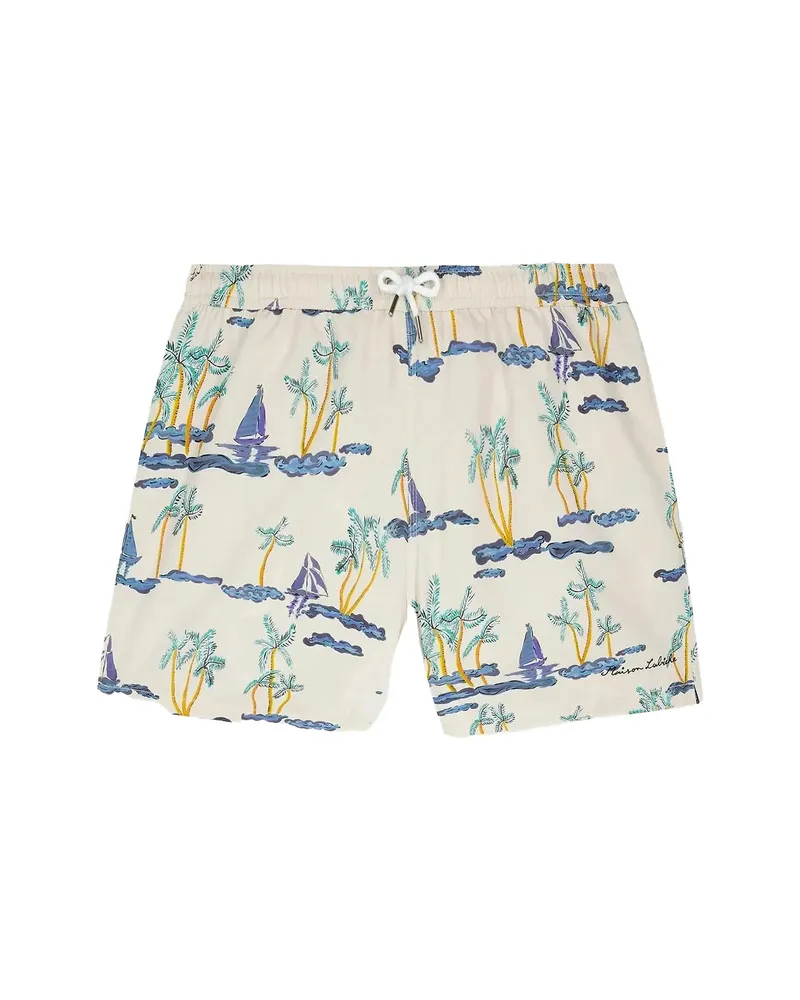 Maison Labiche Boats Printed Swim Shorts Neutrals