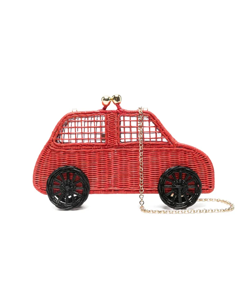 Serpui Cinquecento Woven Car Clutch Bag Red