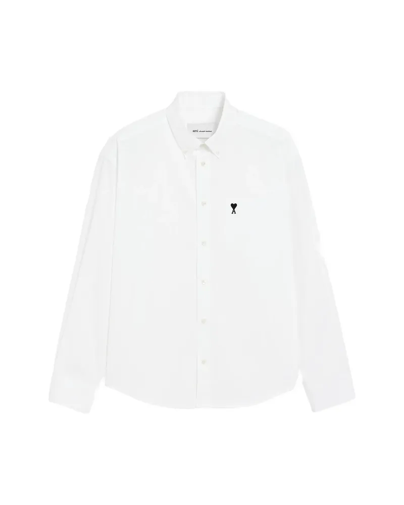 AMI Paris Boxy Cotton Shirt With Ami De Coeur White