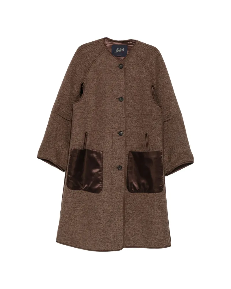 Seafarer Hepburn Contrast-pocket Panelled Coat Brown