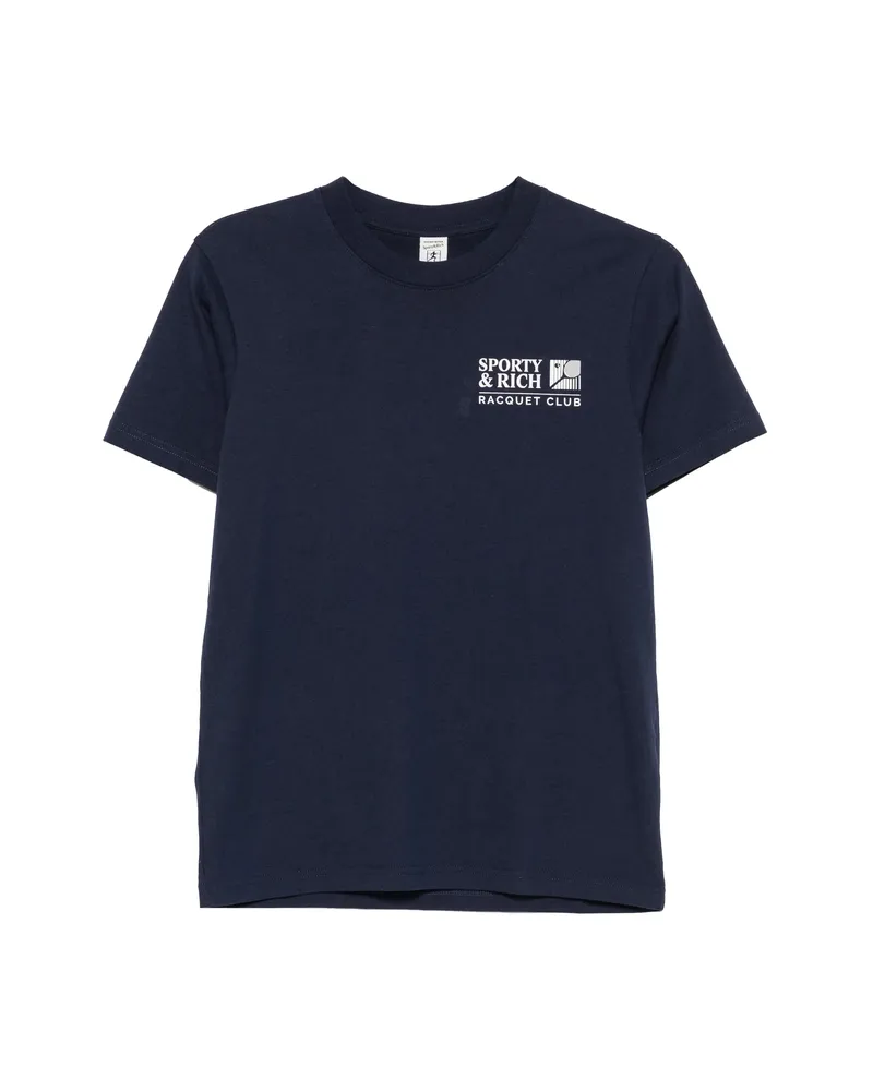 SPORTY & RICH Promo Logo-print Short-sleeve T-shirt Blue