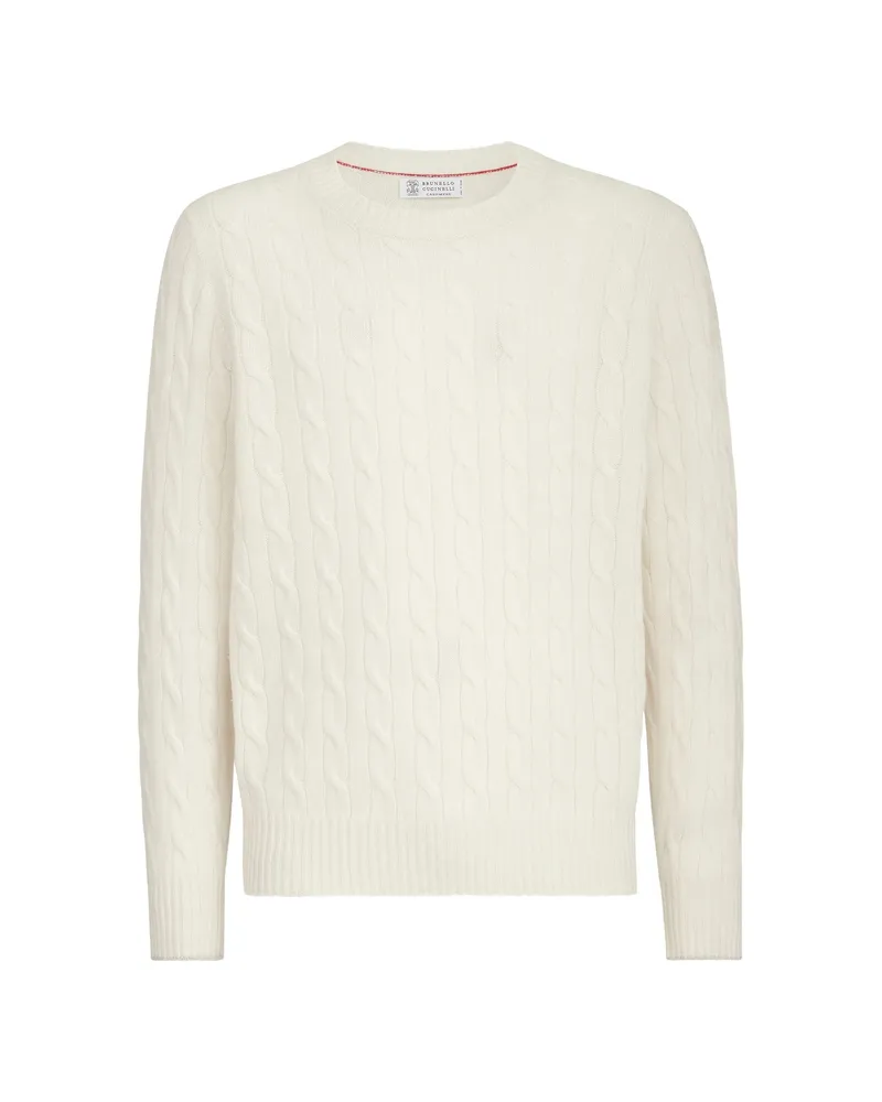 Brunello Cucinelli Cable-knit Cashmere Sweater White
