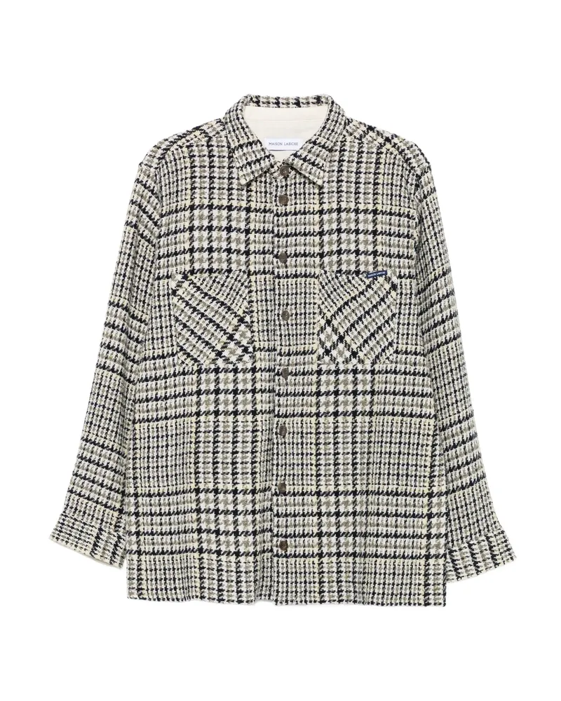 Maison Labiche Houndstooth Check Shirt Neutrals