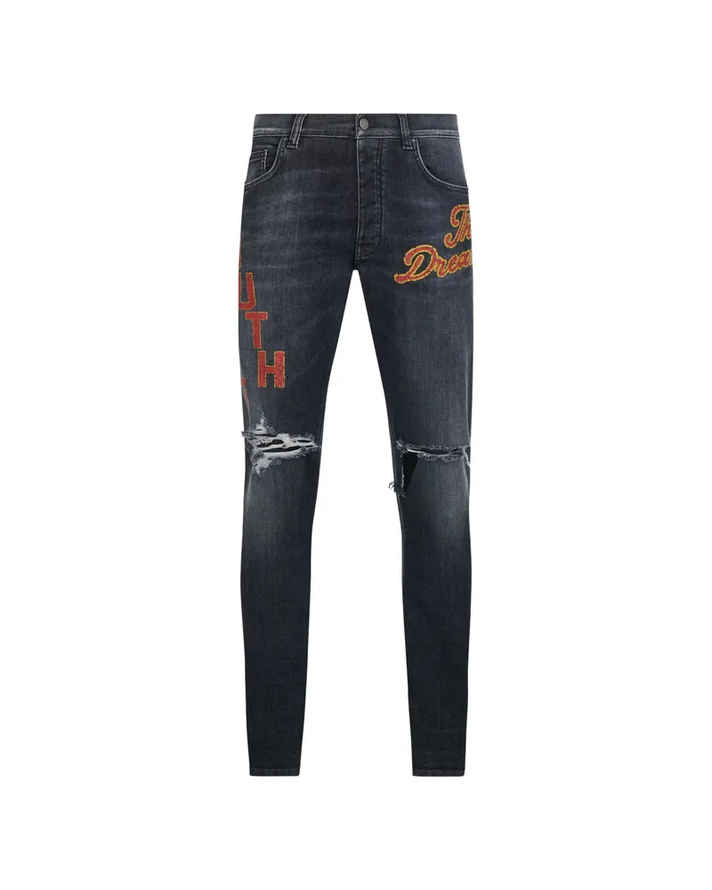 Amiri South Cali Distressed Skinny Jeans Grey