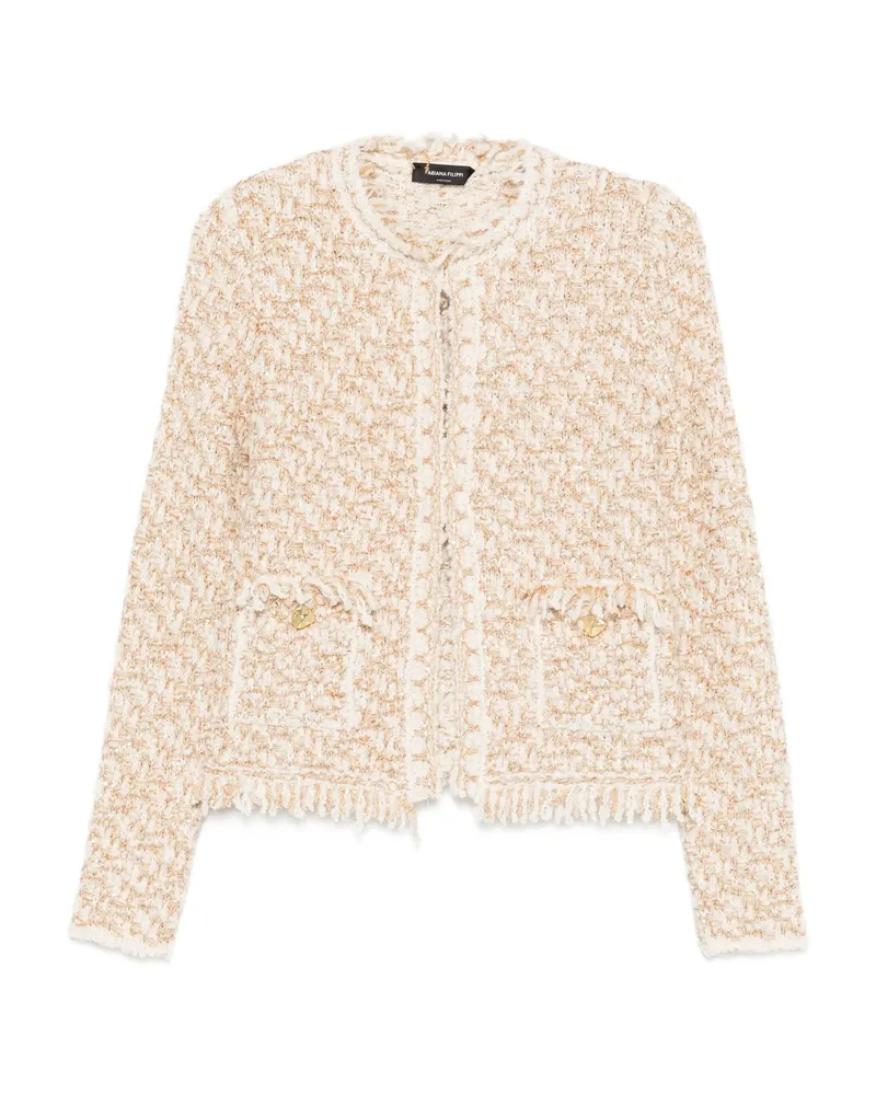 Fabiana Filippi Frayed-edge Tweed Jacket Neutrals