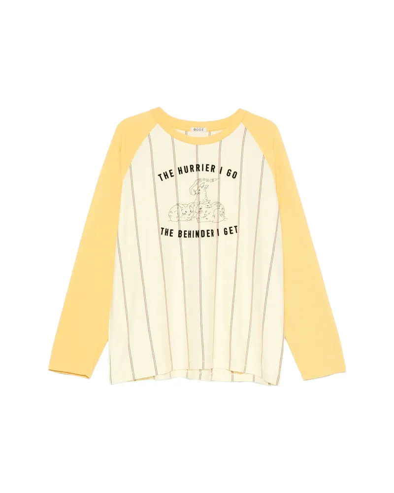 BODE Summertime Stripe Baseball T-shirt Yellow