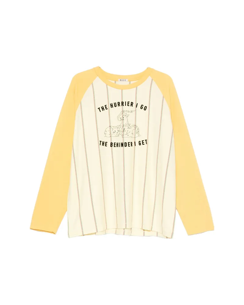 BODE Summertime Stripe Baseball T-shirt Yellow