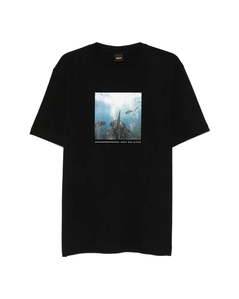 HUGO BOSS Graphic-print T-shirt Black