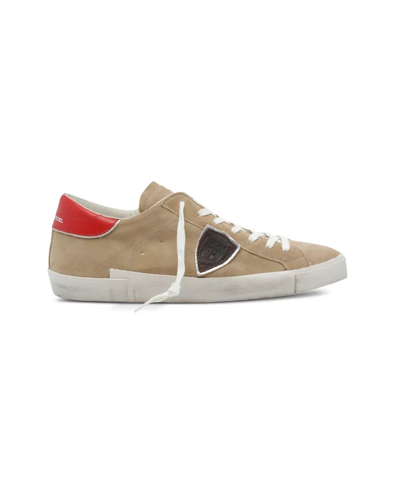 Philippe Model Prsx Logo Suede Sneakers Neutrals