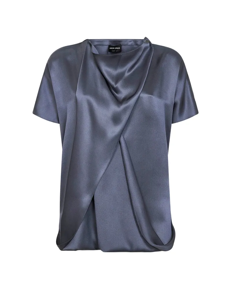 Giorgio Armani Draped Asymmetric Top Blue