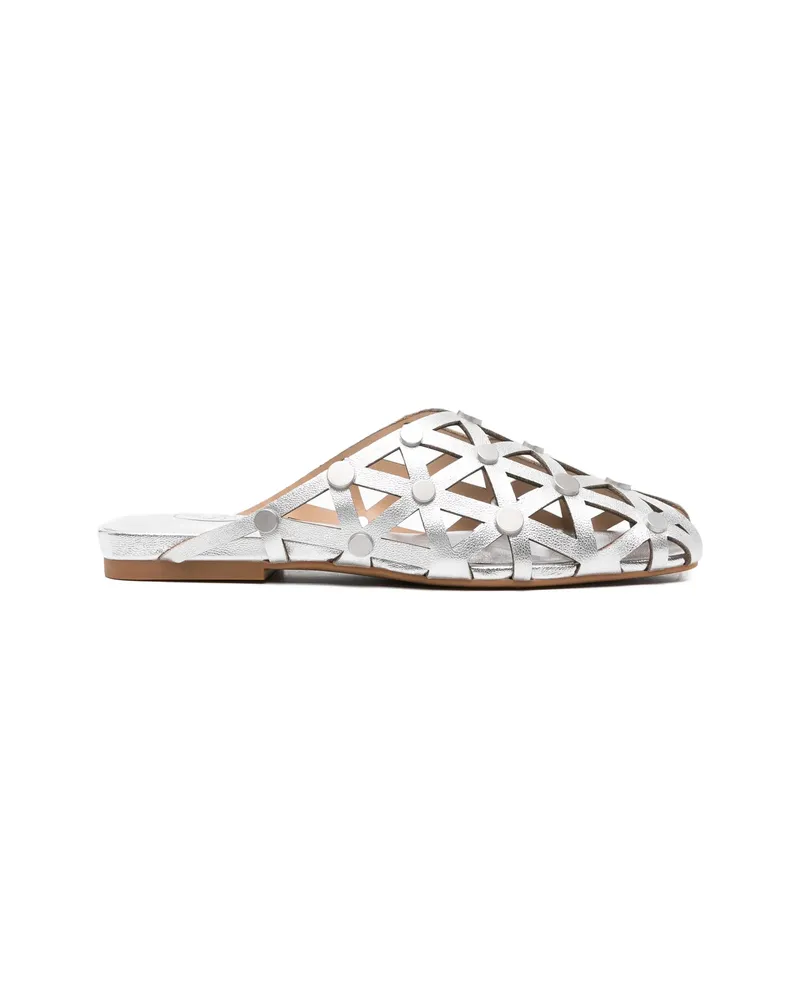 ash Bone Cut-out Sandals Silver