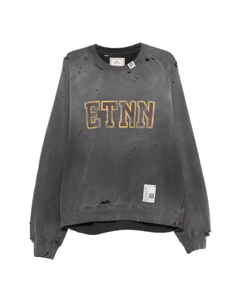 MIHARAYASUHIRO Distressed Logo-print Sweater Grey