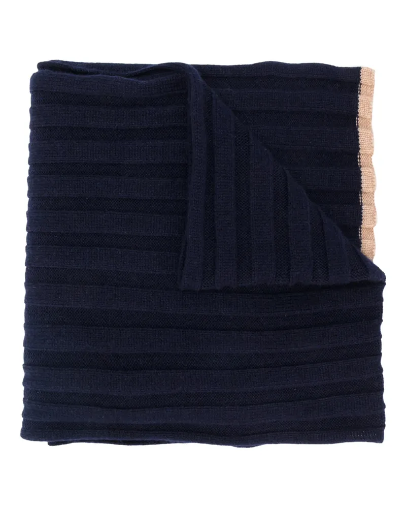 Brunello Cucinelli Ribbed Knit Scarf Blue