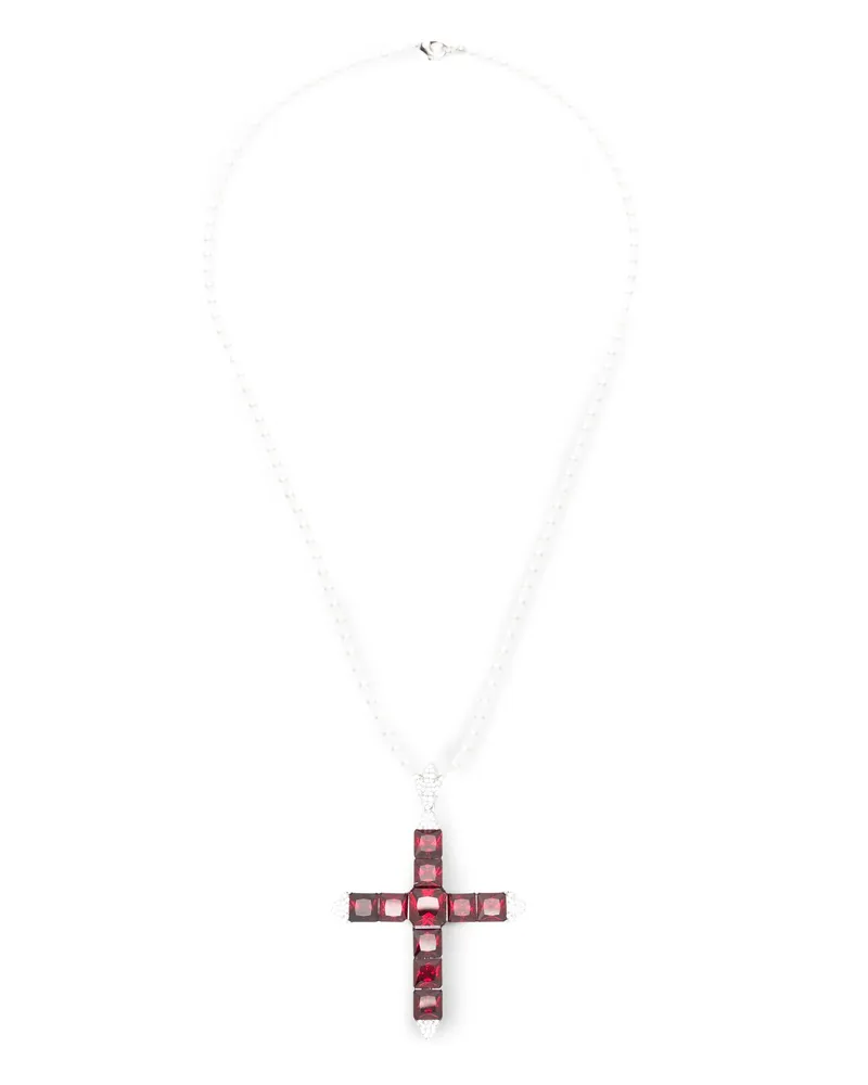 DARKAI Cross-pendant Pearl Necklace White