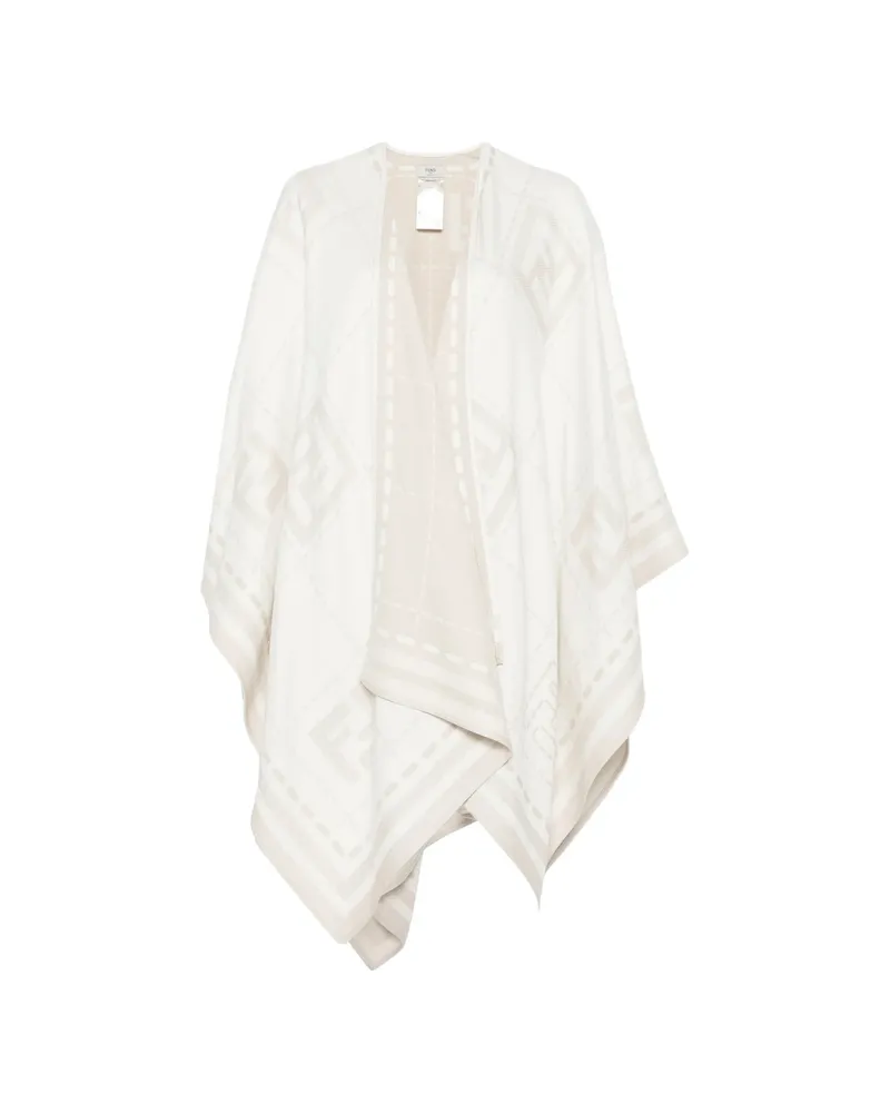 Fendi Geometric-patterned Cape Neutrals